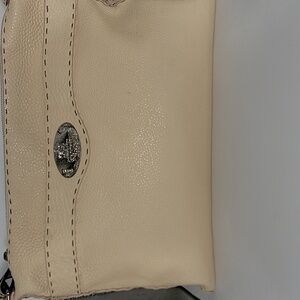 Fendi White Leather Selleria Crossbody Bag Cream